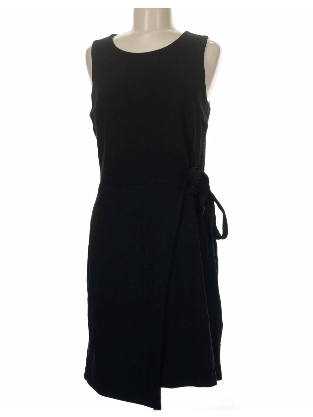 LOFT 6P Black Ponte Faux Wrap Tie Waist Dress